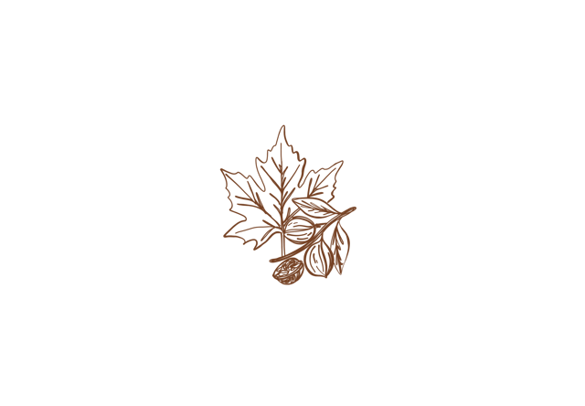 Tul Kul chinar leaf, walnut & saffron mark
